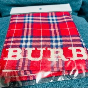 Burberry Vibrant Red/White and Blue Plaid Handkerchief/Pocket Towel